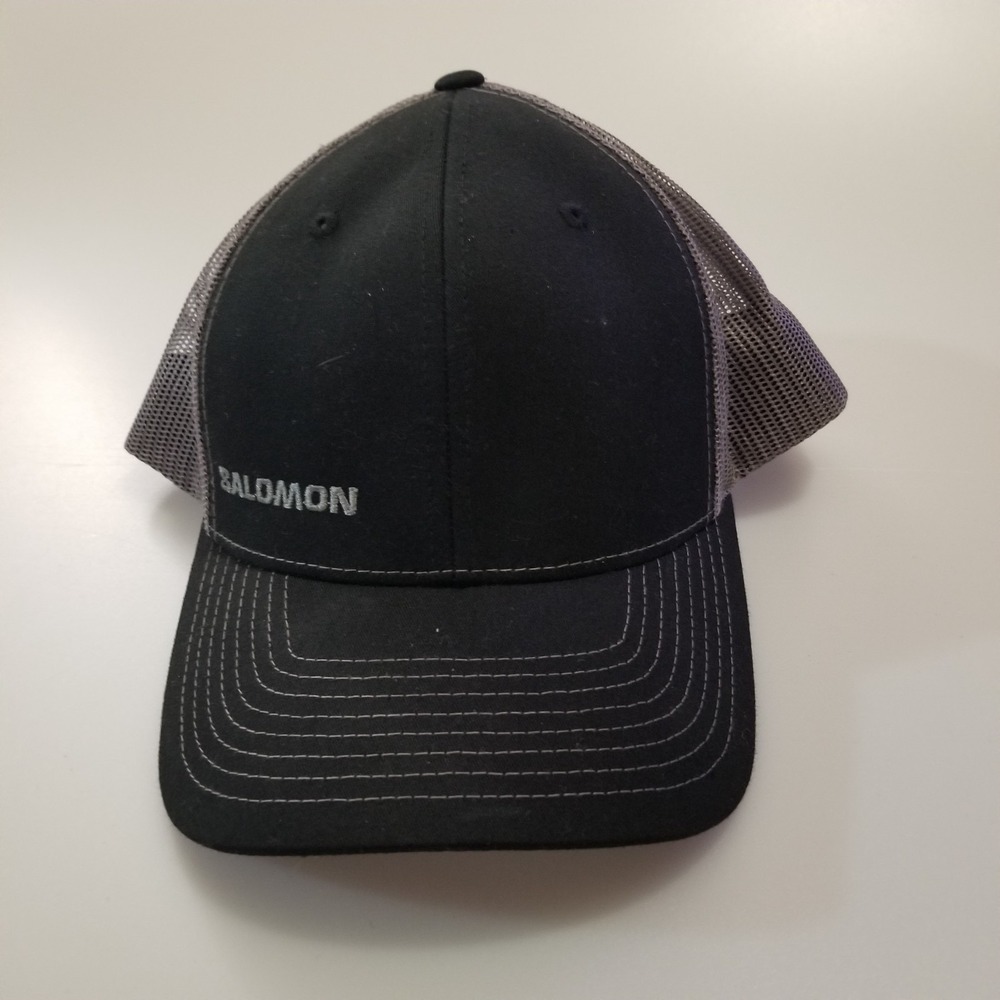 Salomon Trucker Hat Cap Snapback Black Gray Richardson Style 112‎ Mesh Outdoor